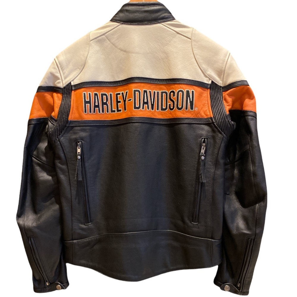 Harley-Davidson Cream and Orange Bomber Jacket